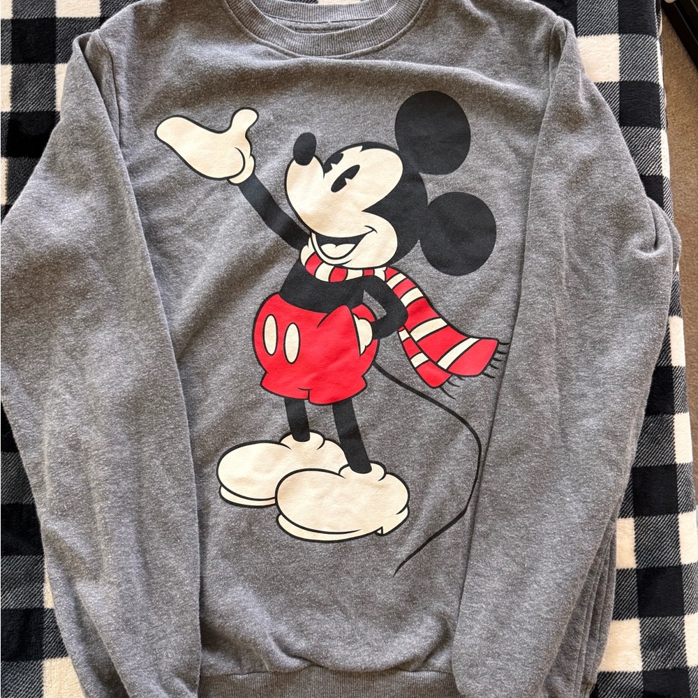 Disney Gray Crewneck Sweater with Mickey Mouse